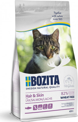 Bozita Sensitive Hair&Skin полноценное сухое питание для взрослых кошек, для здоровой кожи и шерсти