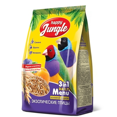 Happy Jungle корм для экзотических птиц 500гр