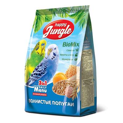Happy Jungle корм для волнистых попугаев основной рацион 500гр